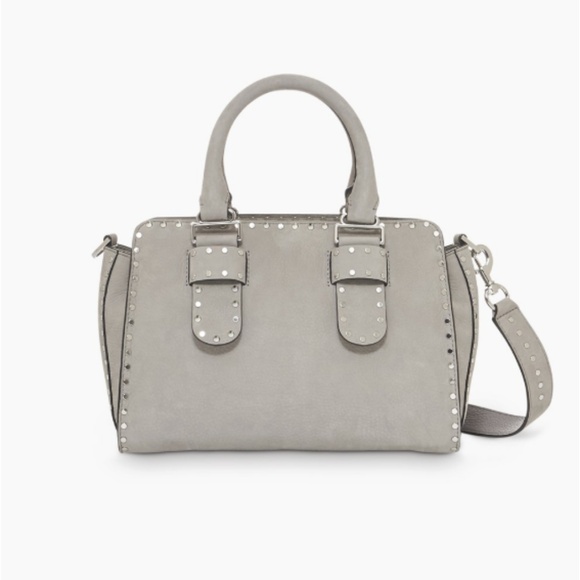 Rebecca Minkoff Midnighter Medium Satchel Grey Nubuck Leather NWT - Picture 2 of 11